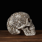 20cm Carved Skull Figurines Halloween Party Decoration White Head Sculpture Ornament