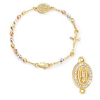 Stainless Steel Virgin Mary St Benedict Cross Bracelet, Bead Chain Bracelet Women Religious Jewelry