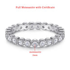 Full Moissanite Eternity Ring 2mm D Color Certified 925 Sterling Silver Stackable Band