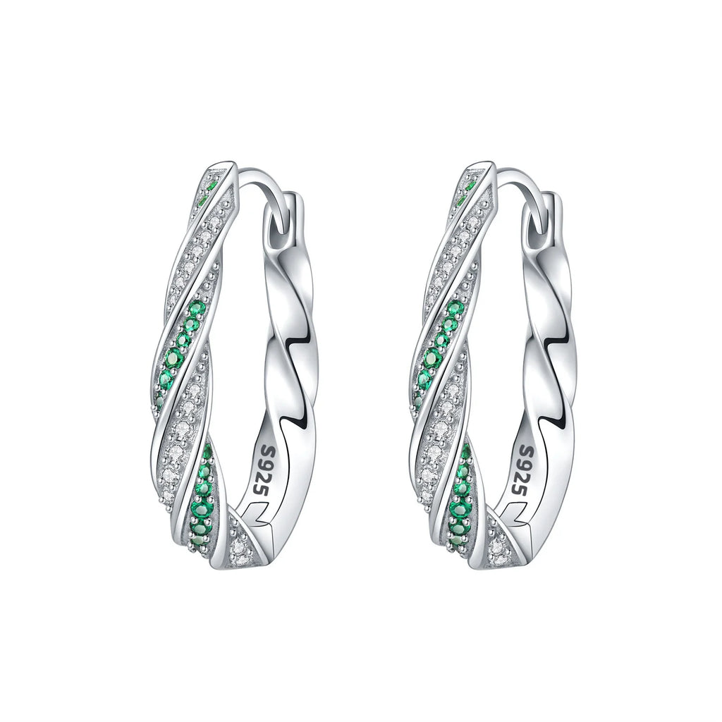 925 Sterling Silver Purple Inlaid Stone Versatile Hoop Earrings Birthday Gift