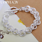 Pretty Circle Fashion Bracelet 925 Sterling Silver Wedding Party Jewellery