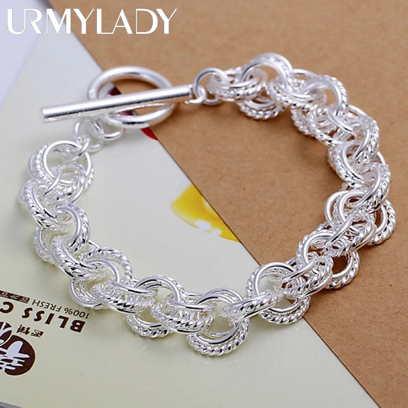 Pretty Circle Fashion Bracelet 925 Sterling Silver Wedding Party Jewellery