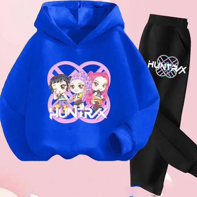 Toddler Girls Kpop Demon Hunters Fashion Hoodie & Sweatshirt Set Kids Suit