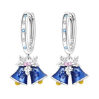 925 Sterling Silver Sparkling Blue Snowflake Drop Earrings Trendy Jewellery