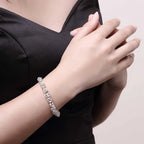 925 Sterling Silver Classic Circle Chain Bracelet Men Women Wedding Gift
