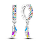 925 Sterling Silver Dreamcatcher Feather Ear Studs Hoop Earrings Jewellery Gift