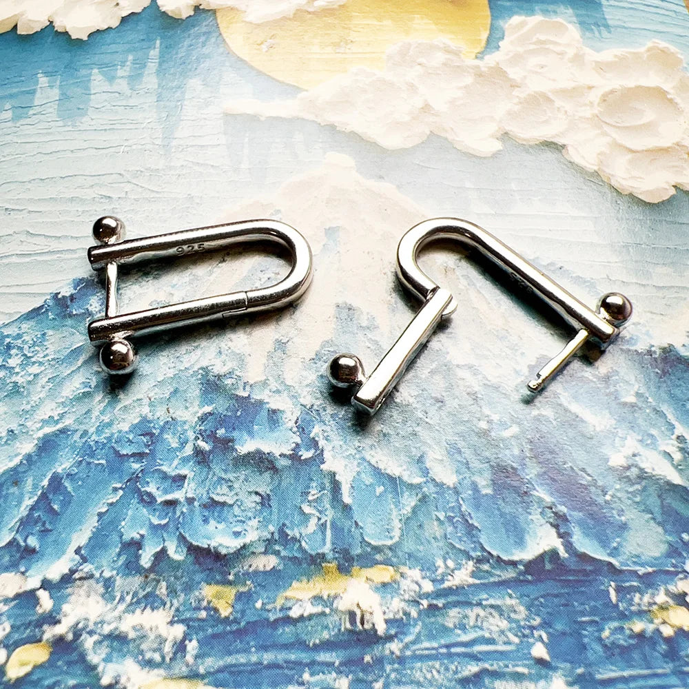 Ball Hoop Earrings 925 Sterling Silver Classic Women Men Gift