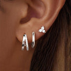 New Stainless Steel Double-layer Circle Huggies Gold Colour Zircon