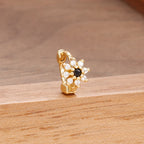 1 Piece Stainless Steel Zircon Minimal Hoop Earring 14K Gold Plated