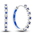 925 Sterling Silver Blue Zircon Starry Sky Hoop Earrings Trendy Jewellery