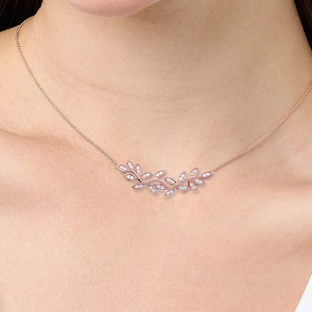 Tendrils Leaves Necklace Link Chain 925 Sterling Silver Romantic Jewellery