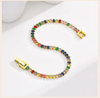 Colorful Tennis Bracelet Women, Cubic Zirconia Chain,stainless Steel CZ Link, Girlfriend Mom Gift