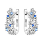 925 Sterling Silver Animal Plant Green Zircon Circle Hoop Earrings Jewellery