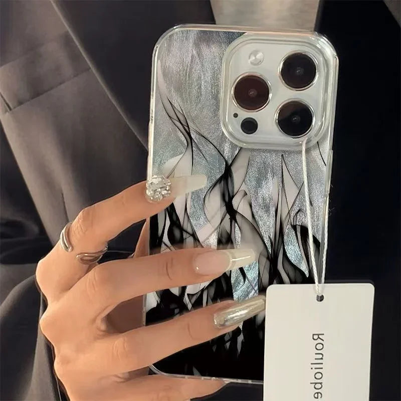 Fashion Fire Flame Silver Case for Samsung S25 S24 S23 S22 Ultra Plus A55