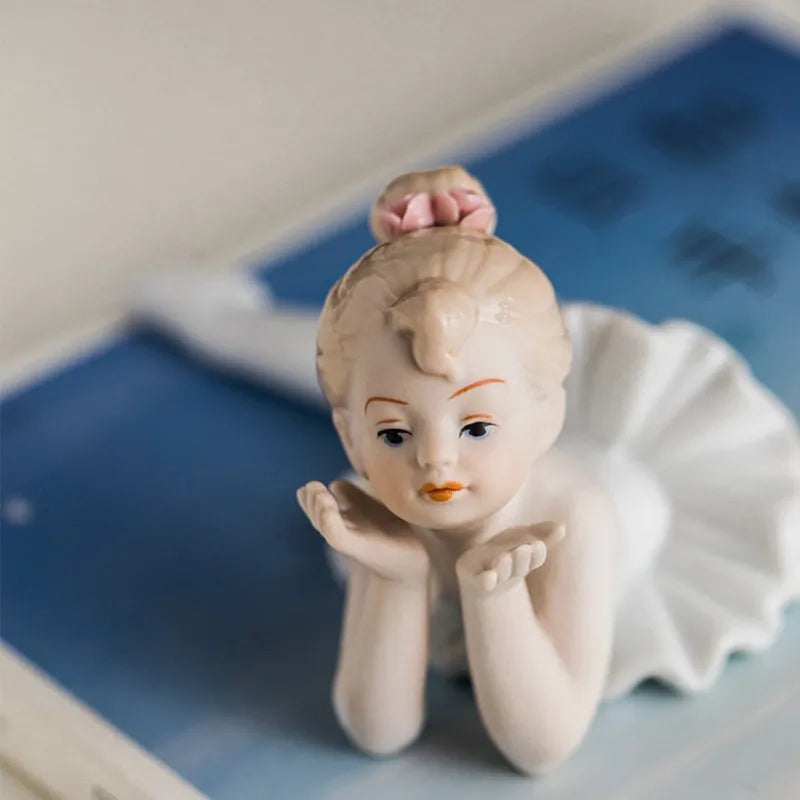 Ceramic Ballet Girl Figurine Doll Interior Home Decoration Living Room Creative Gift