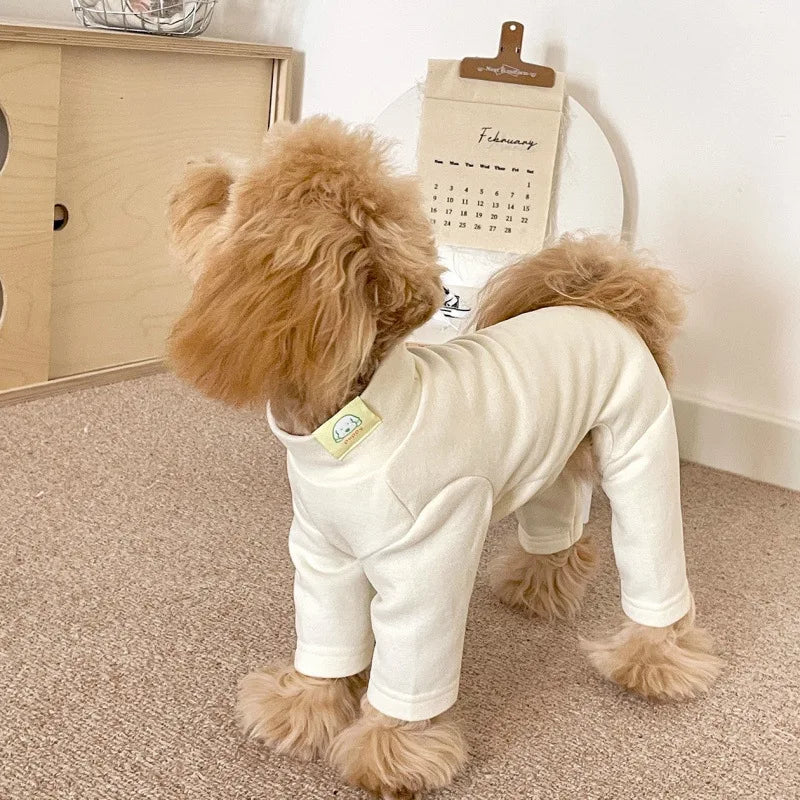 Solid Colour Dog Pajamas Cotton Puppy Bodysuit Base Layer Cat Jumpsuit