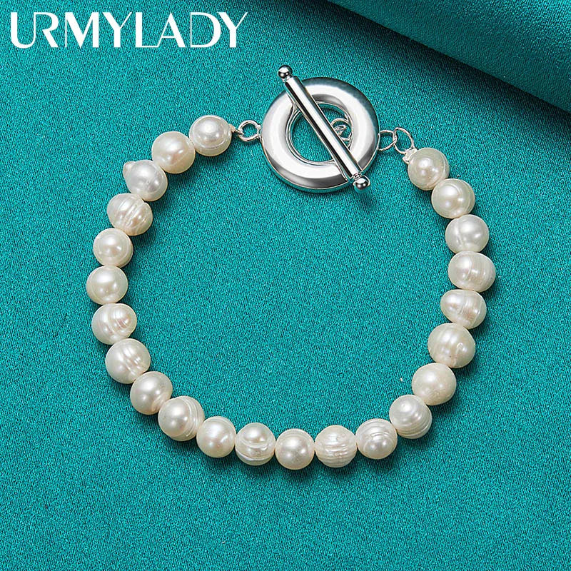 20cm Natural Freshwater Pearl Beaded Bracelet 925 Sterling Silver Women