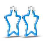 925 Sterling Silver Blue Zircon Starry Sky Hoop Earrings Trendy Jewellery