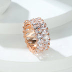 Luxury Female Crystal White Water Drop Zircon Stone Engagement Ring Cute Yellow Gold Color Wedding Jewelry For Women