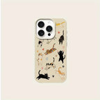 Cute Love Heart Cat Lychee Case for iPhone 17 16 15 14 Pro Max
