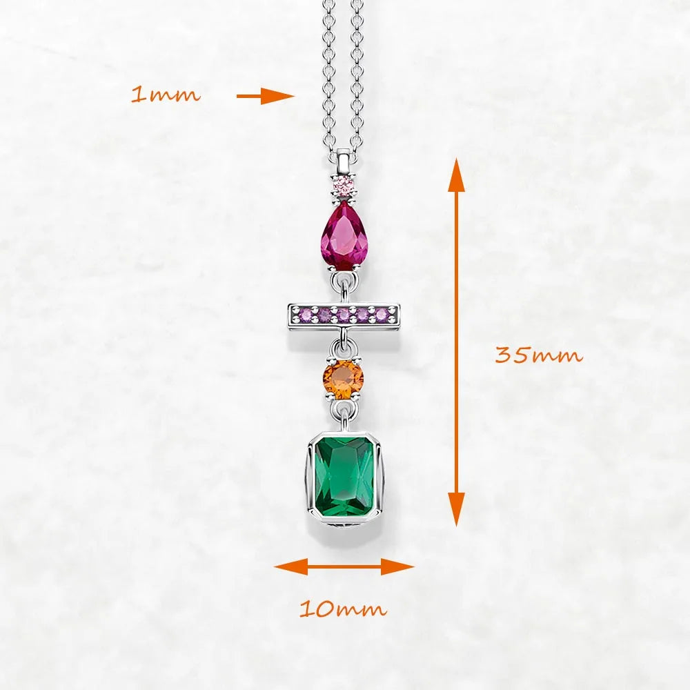 Geometrical Shapes Mix Necklace 925 Sterling Silver Classic Jewellery Gift