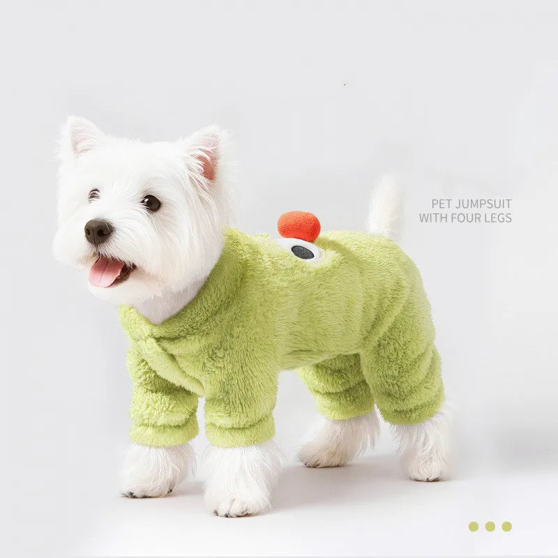 Furry Pet Onesie Warm Full-Body Dog Cat Outfit Plush Winter Pajamas