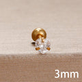Korean Sweet Stainless Steel Zircon Heart Stud Earrings 3-6mm