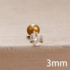 Korean Sweet Stainless Steel Zircon Heart Stud Earrings 3-6mm