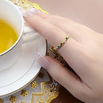Golden Royalty Ring 925 Sterling Silver Victorian Vintage Jewellery Women