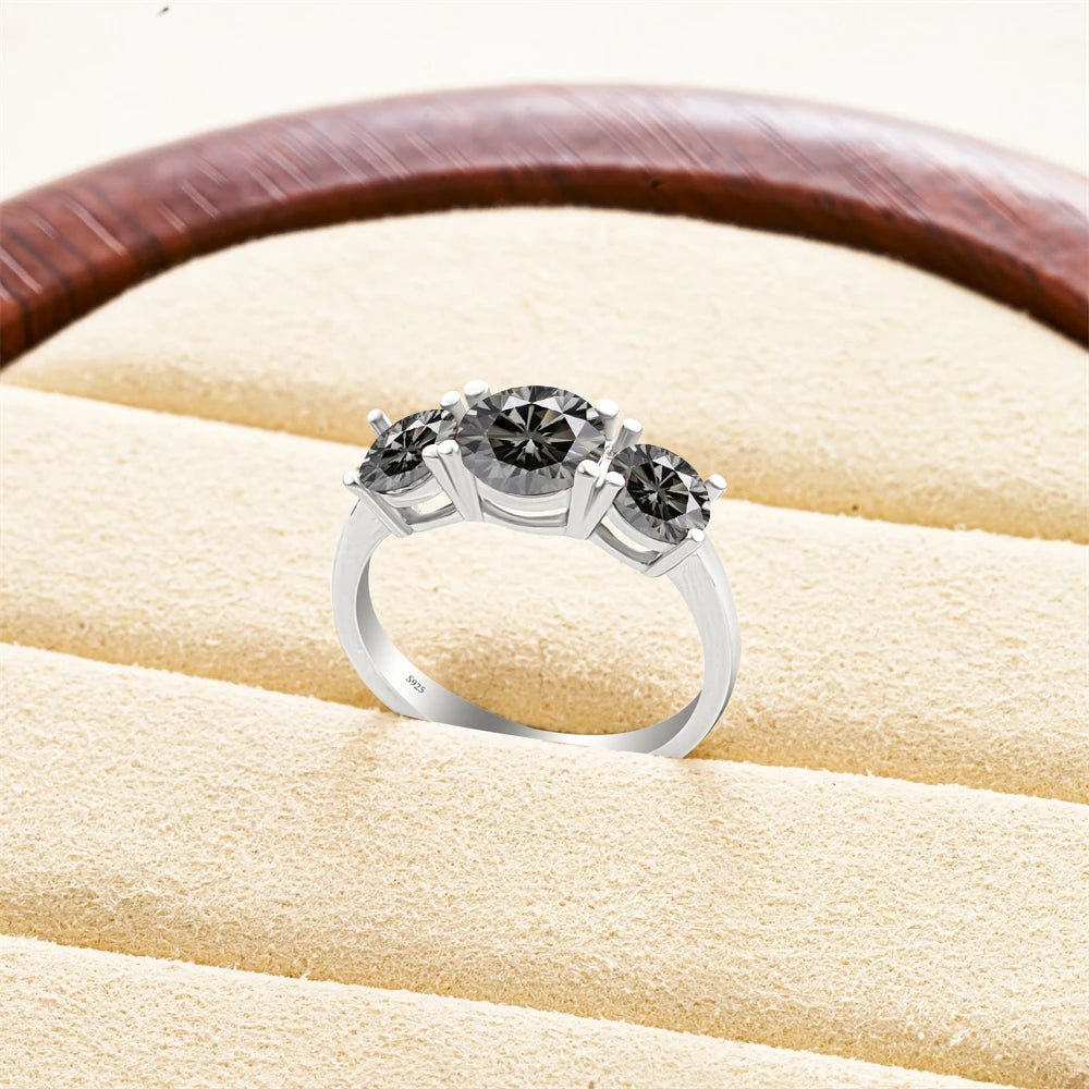 Total 4 carat moissanite ring D Color VVS1 EX Round Moissanite Ring 925 Sterling Silver Eternity Ring Women Engagement Wedding