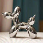 Ceramic Plating Balloon Dog Figurines Animal Statue Handmade Sculpture Modern Desk Decor