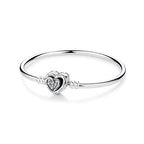 Original 925 Sterling Silver Bracelets Bangles Love Heart Clip Charms Beads Snake Chains For Women Rose Gold DIY Luxury Jewelry