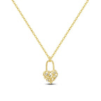 Original 925 Sterling Silver 18K Gold Heart Lock and Key Necklace Y-shaped Chain Necklace For Women Memorial Prayer Jewelry Gift