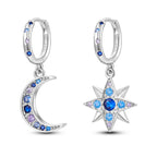 925 Sterling Silver Star Moon Sun Tassel Versatile Hoop Earrings Fine Gift