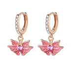 925 Sterling Silver Pink Cherry Blossom Flower Drop Earrings Jewellery Gift