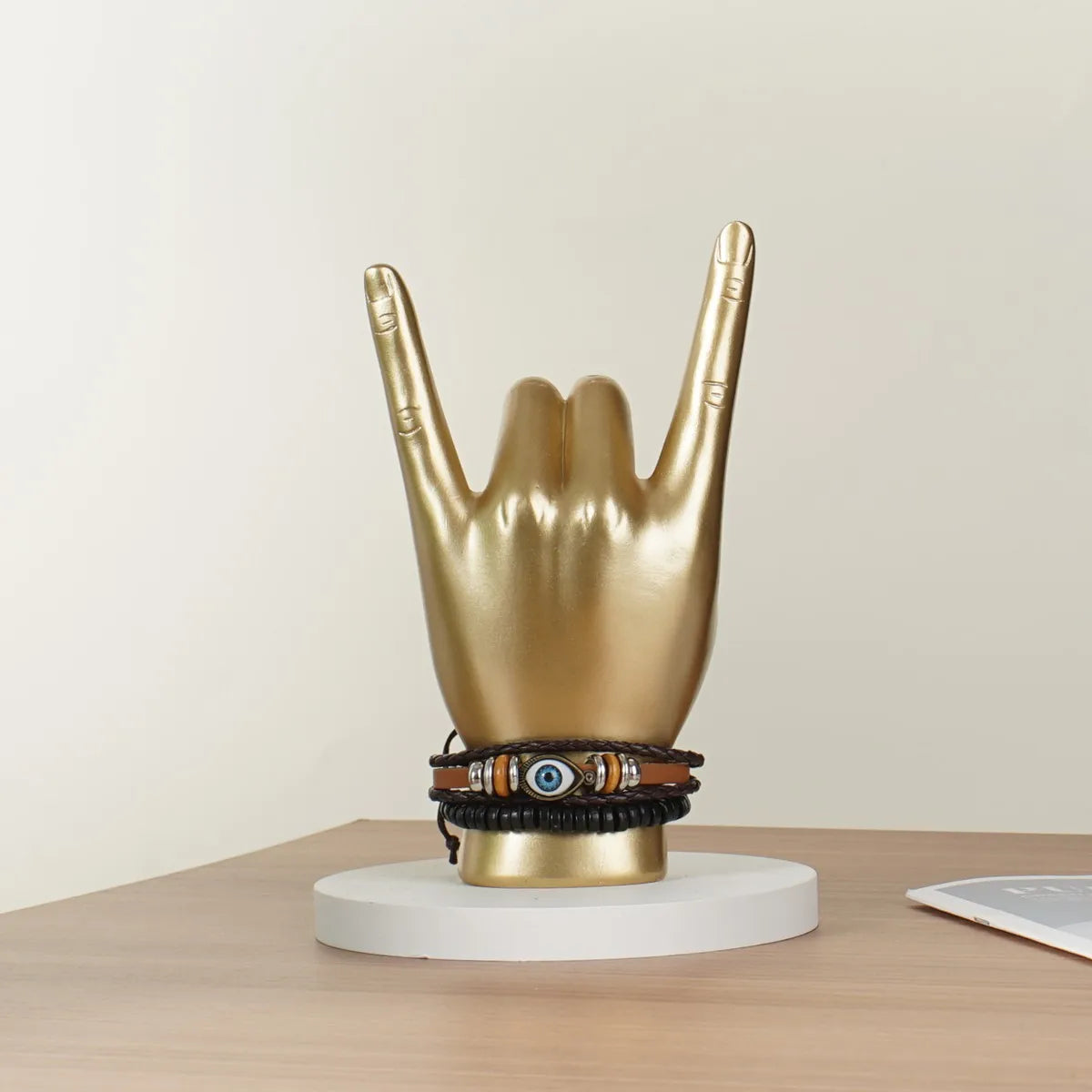 Resin Rock and Roll Gesture Hand Figurines Devil Horns Sculpture Tabletop Pop Art