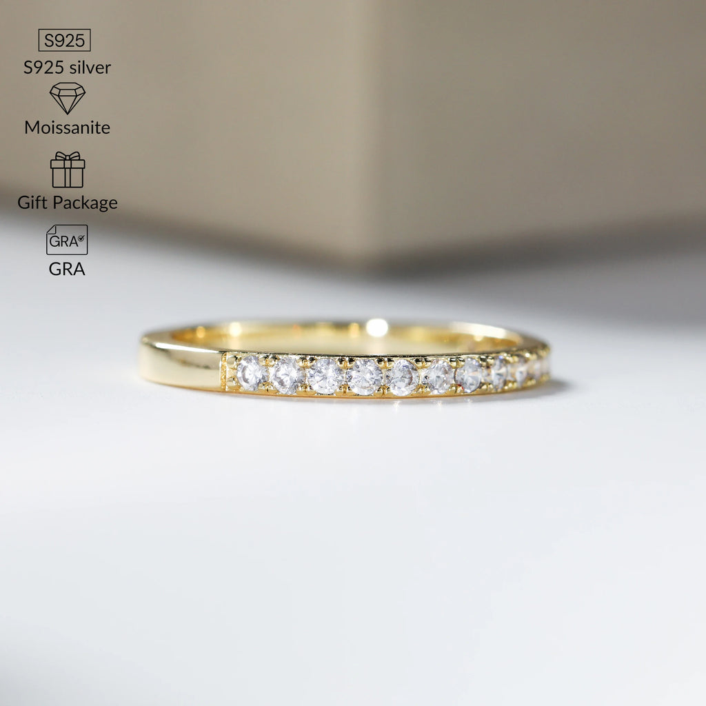 1.3-2.0mm Moissanite Ring for Women Sparkling Wedding Eternity Bands 100% S925 Sterling Silver Jewelry Classic Ring GRA