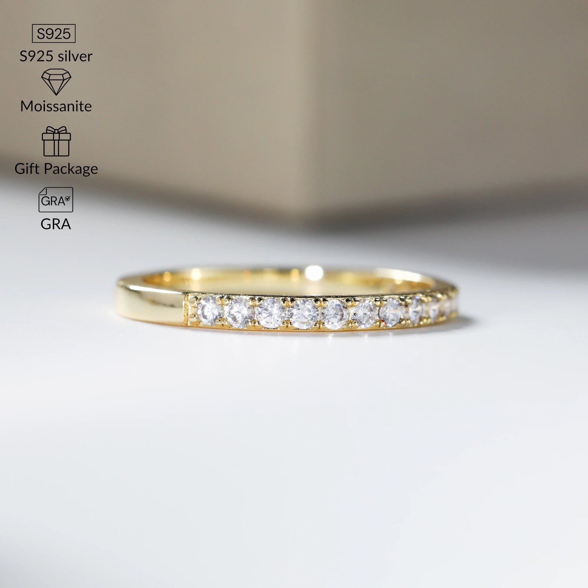 1.3-2.0mm Moissanite Ring for Women Sparkling Wedding Eternity Bands 100% S925 Sterling Silver Jewelry Classic Ring GRA