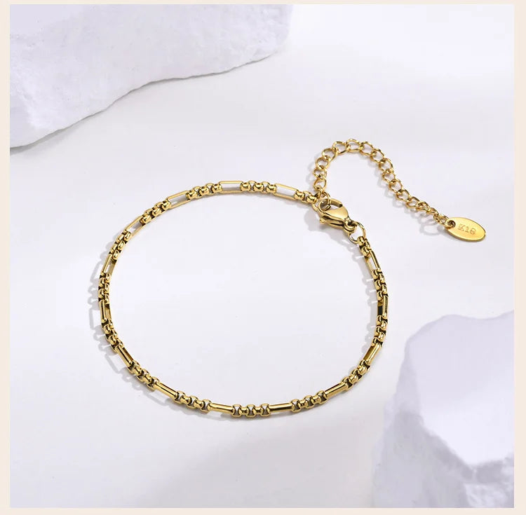 Handmade Clavicle Chain Bracelet for Women, Chic Stainless Steel Link Waterproof Jewelry
