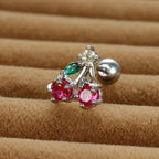 12 Styles Crystal Zircon Mini Fruit Stud Earrings Stainless Steel