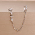 1PC Simple Stainless Steel Gold Colour Chain Tassel Zircon Stud