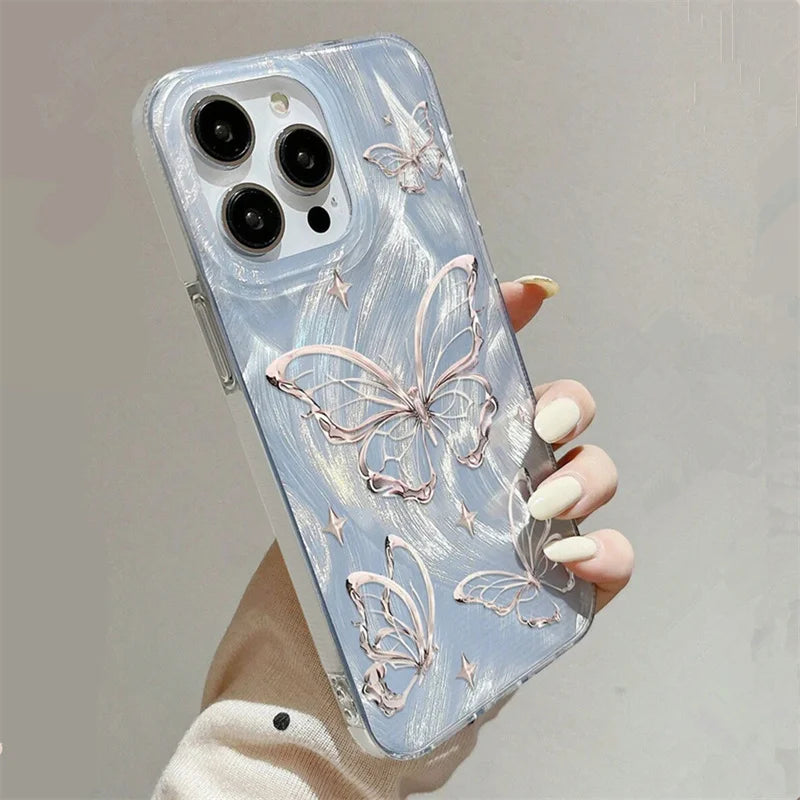 Green Gradient Butterfly Case for Samsung A55 A35 A15 S24 S23 Ultra S22 FE