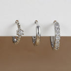 3PCS Sets Exquisite Flower Circle Hoop Earrings 14K Gold Plated