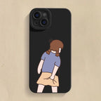 INS Cute Cartoon Couple Case for iPhone 16 15 14 13 12 Pro Max SE