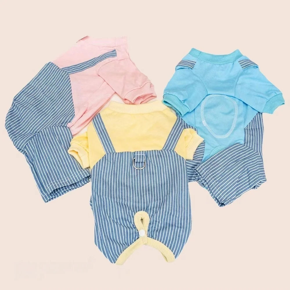 All-Season Soft Pet Shirt Puppy Kitten Breathable Cotton Striped Outfit