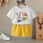 K-pop Boys and Girls Summer Casual T-Shirt and Elastic Waist Shorts Set