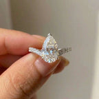 925 Sterling Silver New Light Luxury Water Drop Cube Zirconia Ring Engagement Personalized Gift