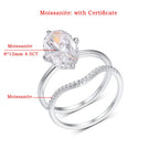 8x12mm Oval Moissanite Wedding Ring Set 18k Gold Plated 925 Sterling Silver Certified