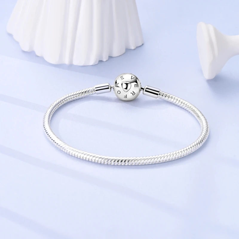 925 Sterling Silver Forever Love Peach Heart Bracelets Star Moon Airplane Earth Bracelets For Women Fit DIY Charms Party Jewelry