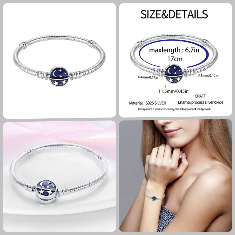 925 Silver 17-20CM Heart Pave Zirconia Original Bracelets Infinity Bracelet Fit DIY Charms Bead Birthday Jewelry Gifts Hot Sale